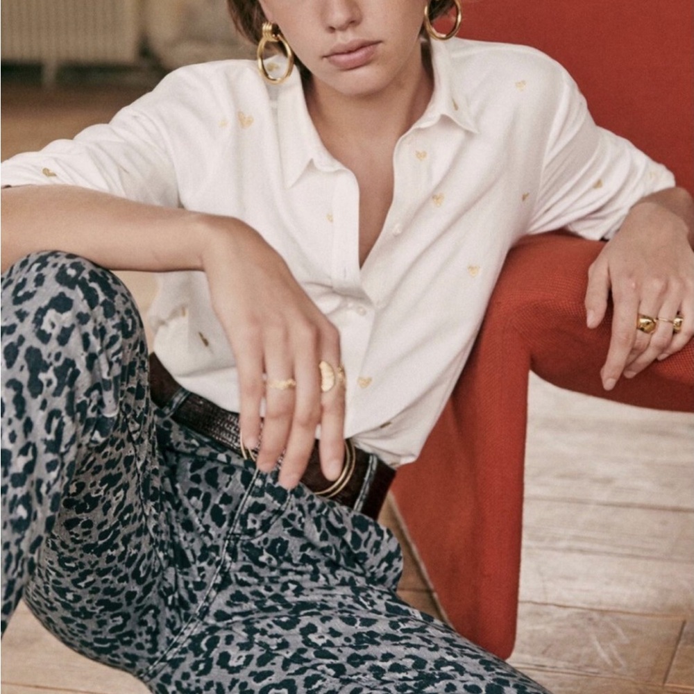 Sezane Pierre shirt - white gold hearts